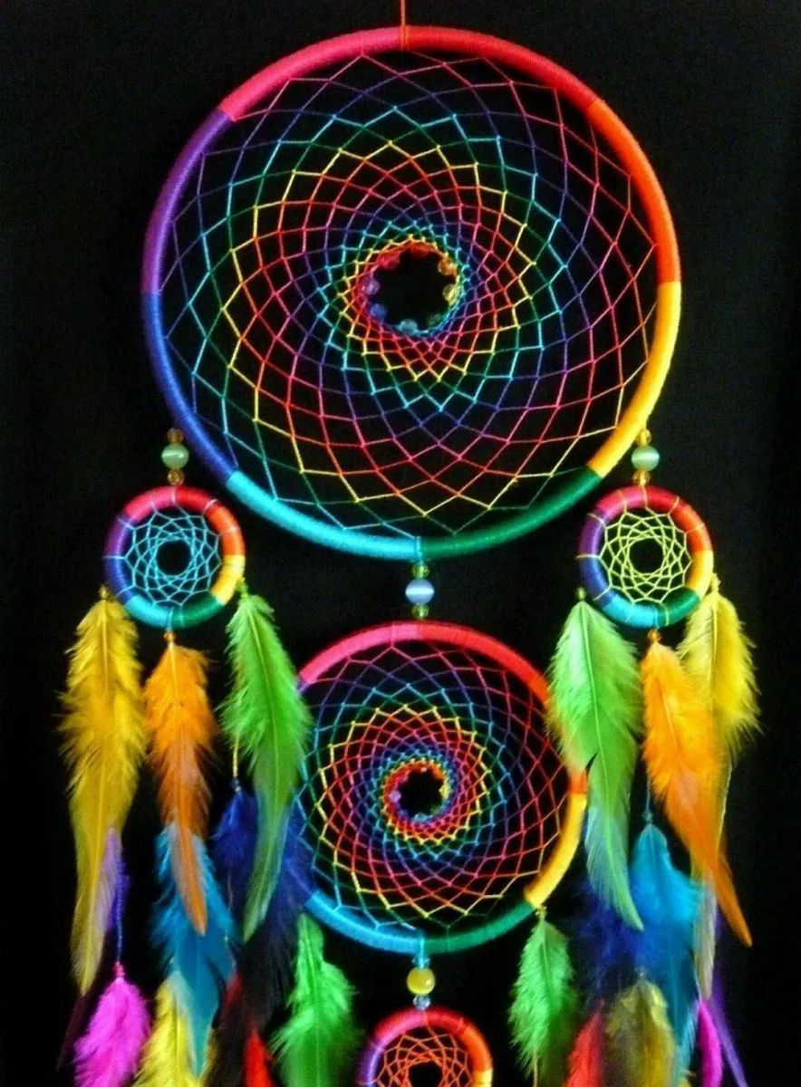 Ловец снов с пятью кольцами "Аура", диаметр 20 см