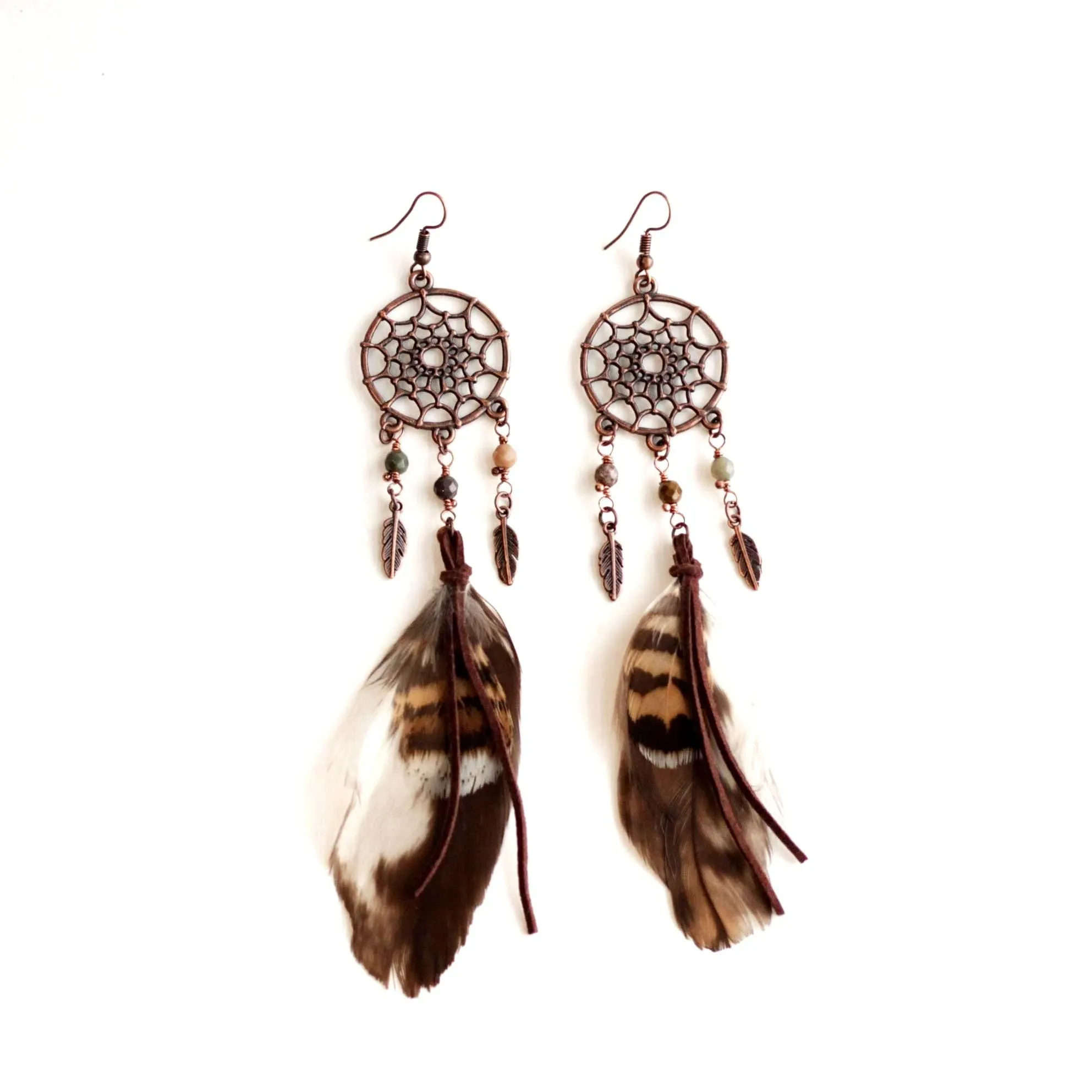 Серьги "Посланники небес" с перьями птиц, в ассортименте