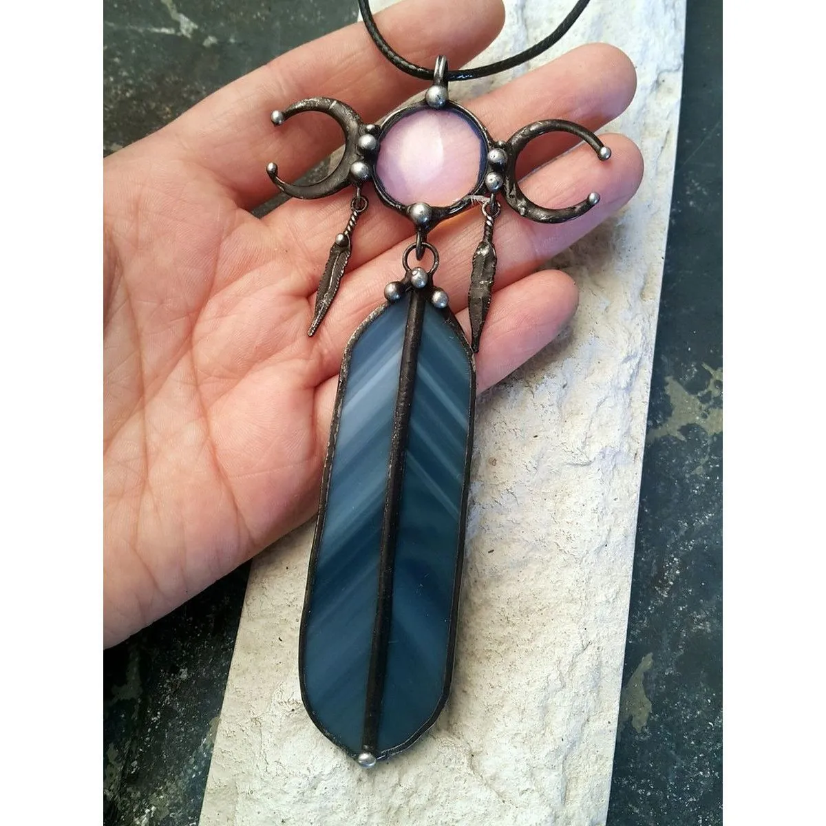 Подвеска "Шелест ночных небес" с опалитом