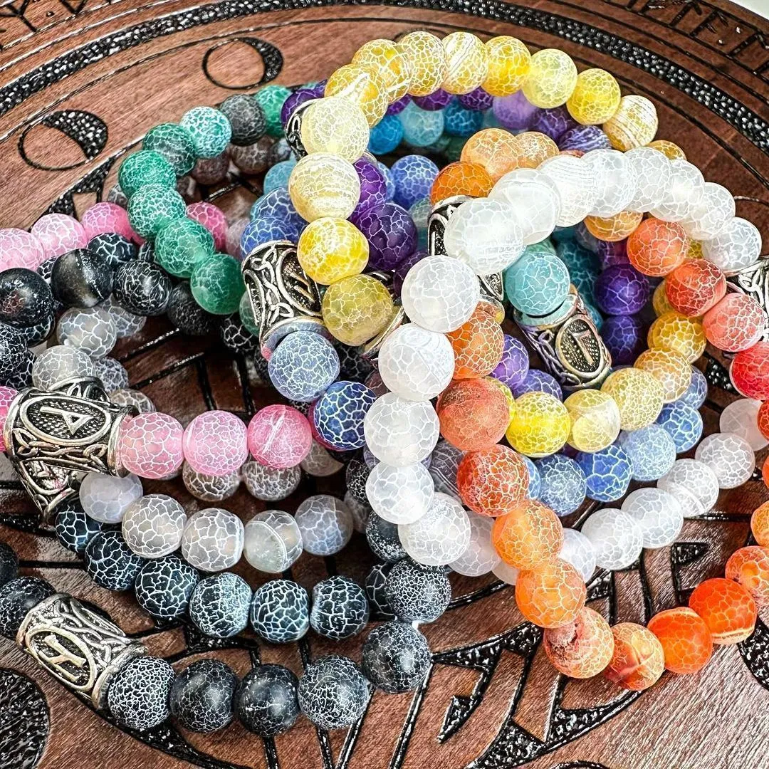 Браслет-талисман с руной Вуньо "Счастливая любовь" из розового агата