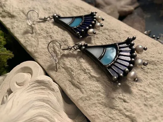 Серьги "Египет" из витражного стекла