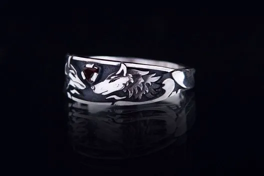Серебряное кольцо "Волк и лиса"