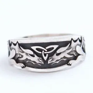 Серебряное кольцо "Братья-драконы"