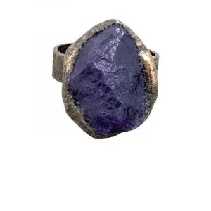 Кольцо из меди аметистом 