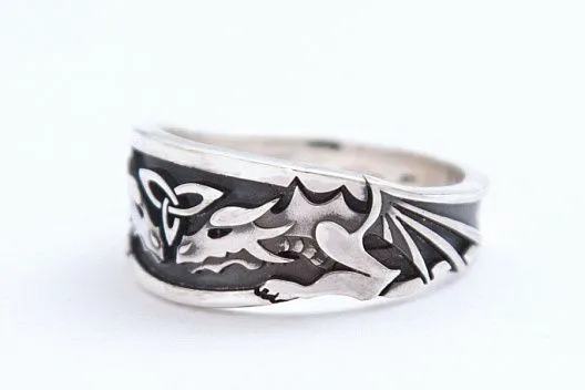 Серебряное кольцо "Братья-драконы"