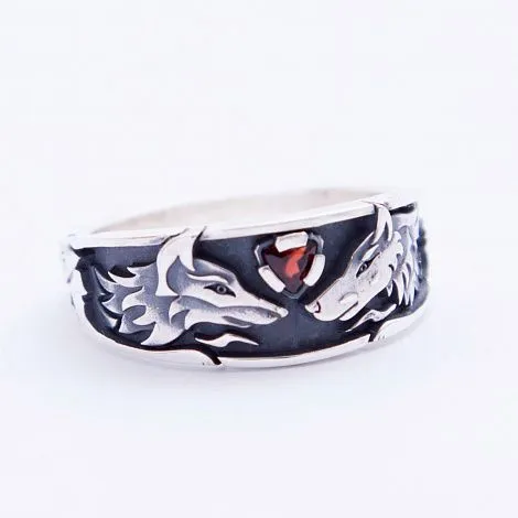 Серебряное кольцо "Волк и лиса"
