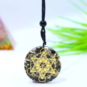 Подвеска Куб Метатрона с обсидианом