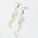 Серьги &quot;Сила баланса&quot; с клыками лис, позвонками ящерицы и опалитом