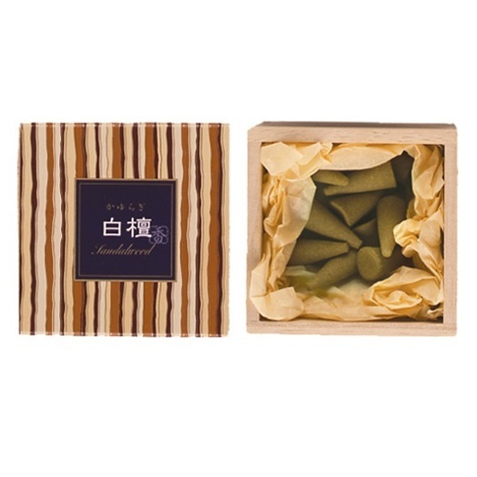 

Набор "Sandalwood Cone" ("Благородный сандал"), японские благовония-конусы + подставка