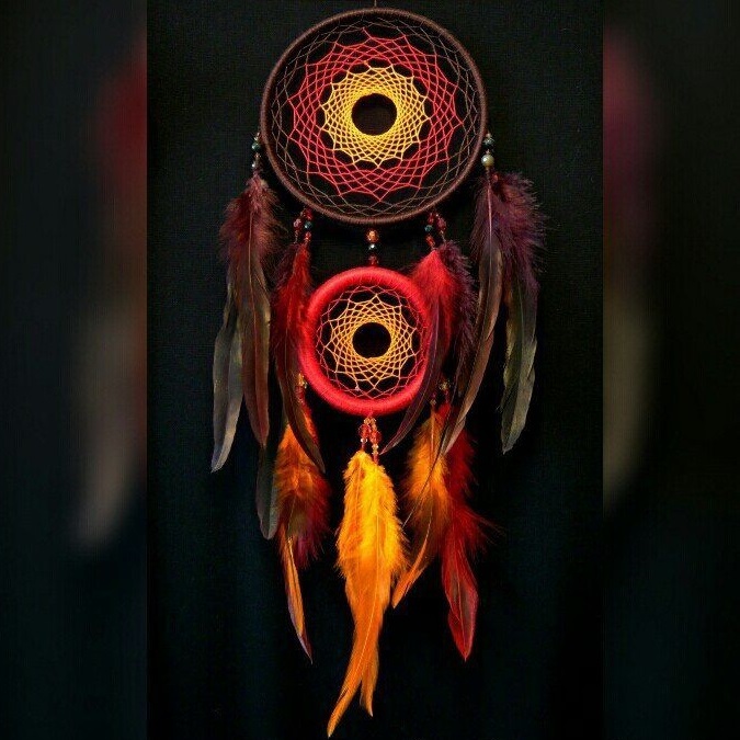 

Ловец снов с двумя кольцами "Пламенный барьер", диаметр 15 см