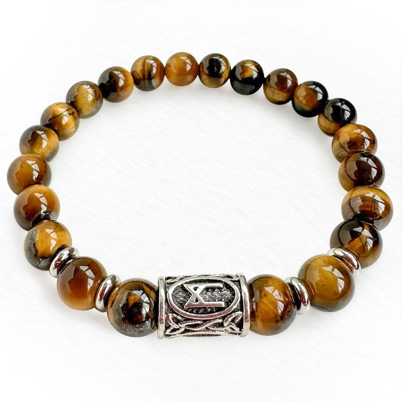 Браслет-талисман с руной Манназ "Воин света" из тигрового глаза