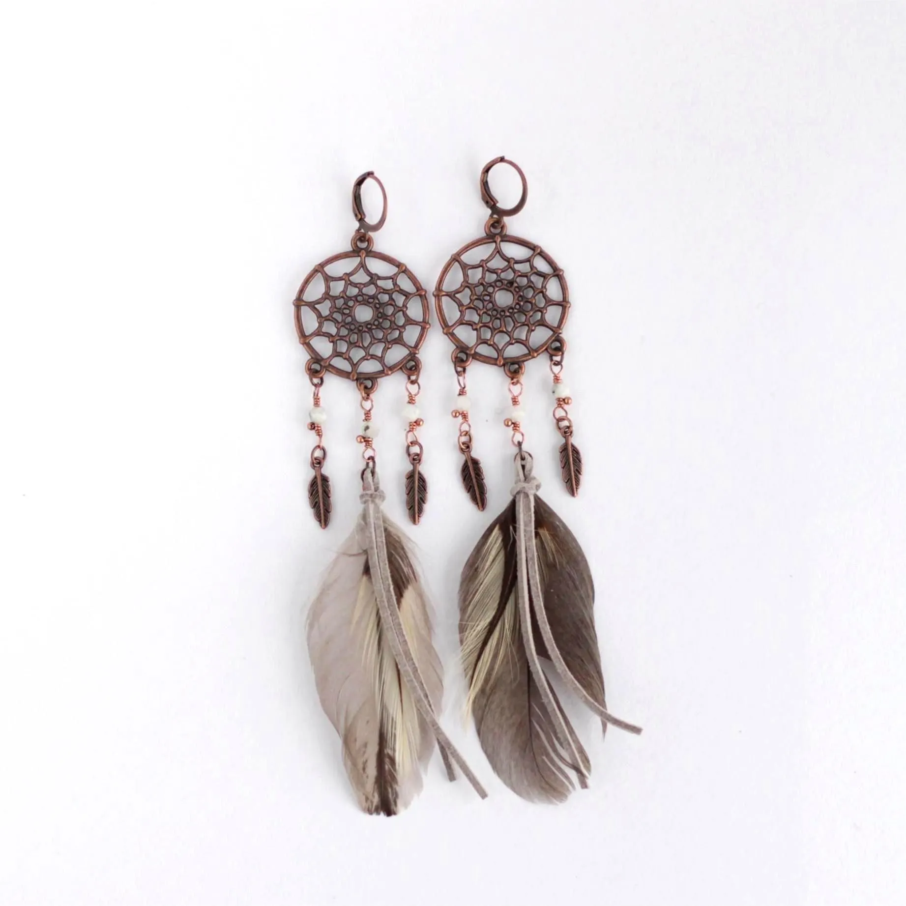 Серьги "Посланники небес" с перьями птиц, в ассортименте