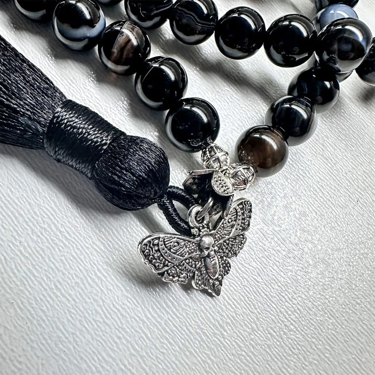 Четки "Сила внутри нас", 108 бусин из черного агата