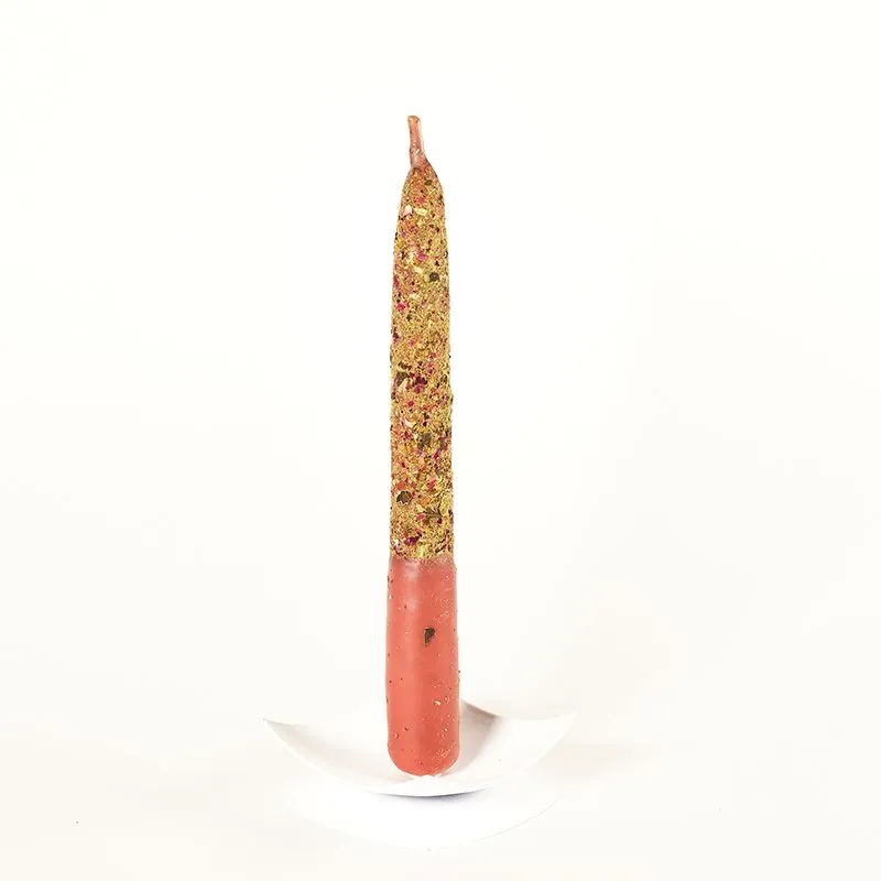 Свеча восковая розовая с травами "Романтика"