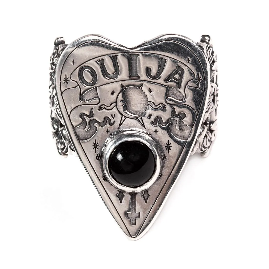 Посеребренное кольцо "Уиджа" с черным агатом