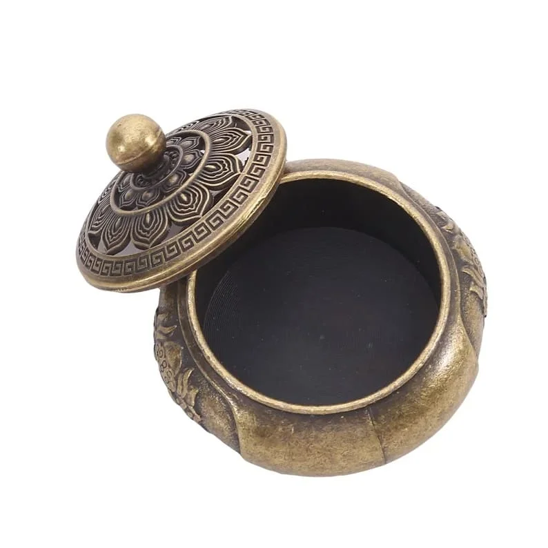 Мини-курильница "Сердце лотоса" с ажурной крышкой бронзовая