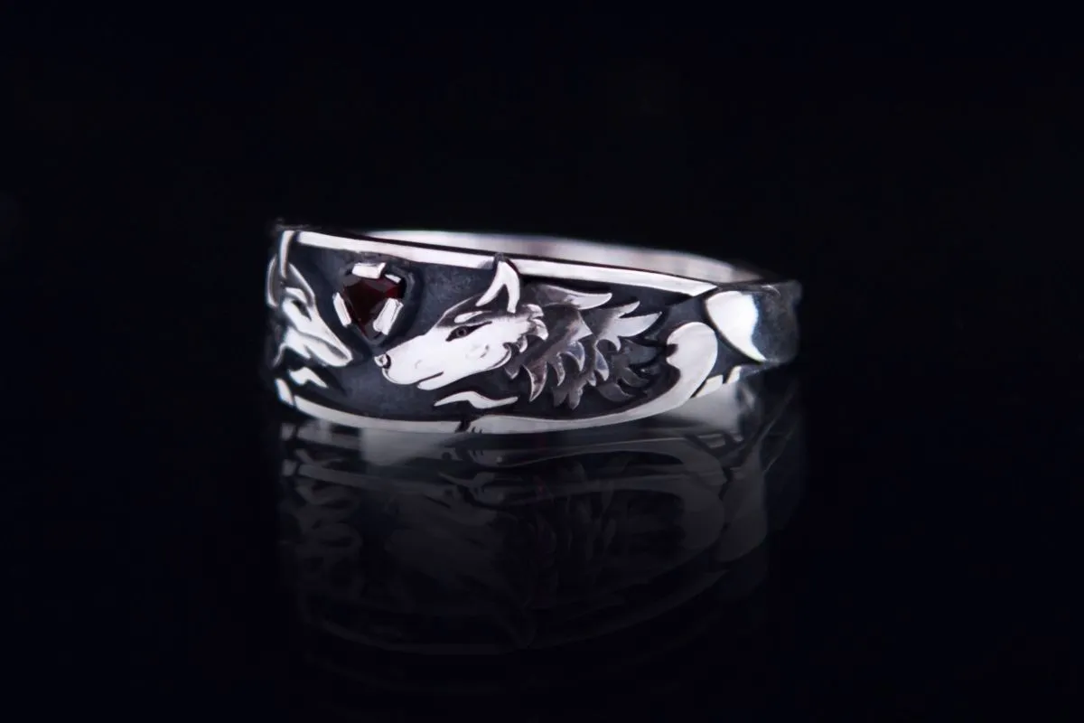 Серебряное кольцо "Волк и лиса"