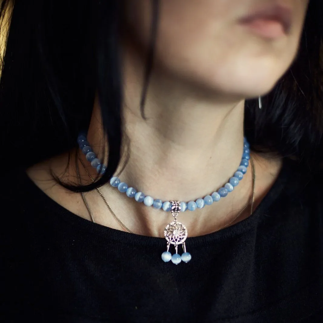 Чокер "Морская тайна", синий селенит