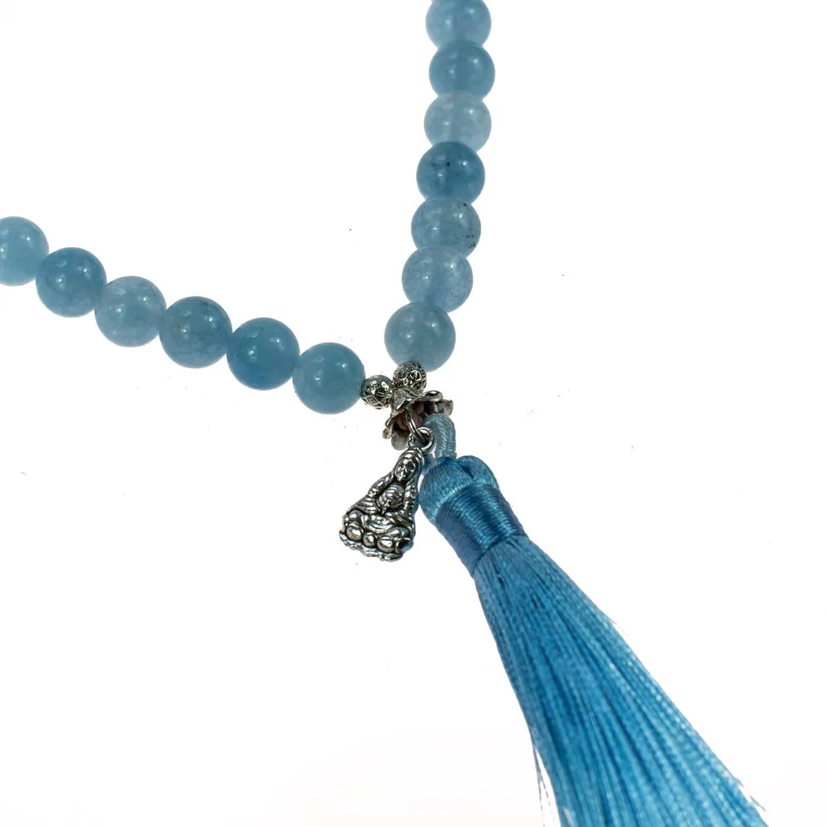 Четки "Лакшми" из голубого кварца, 108 бусин