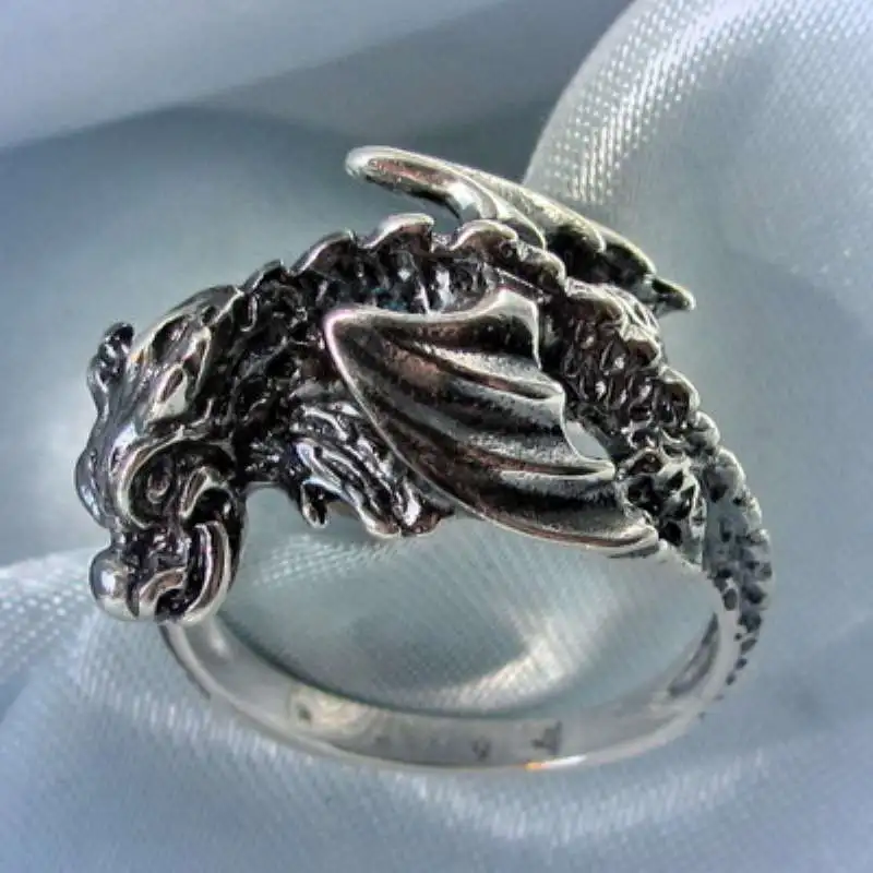 Кольцо "Дракон" с серебрением, р-р 17