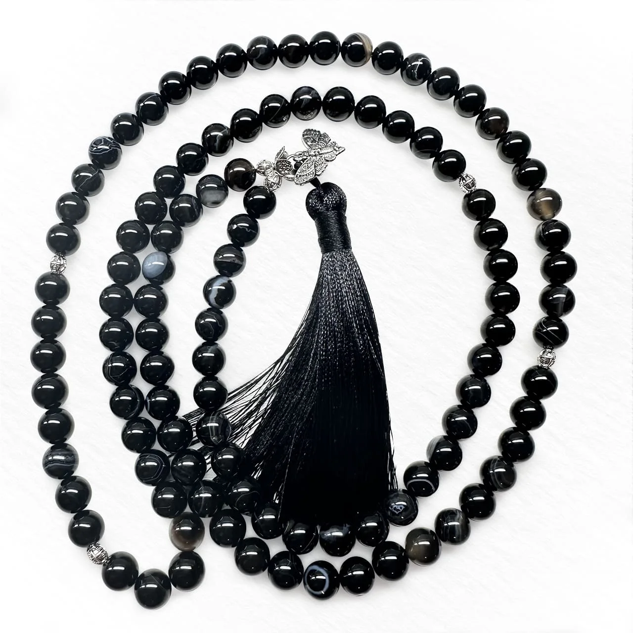 Четки "Сила внутри нас", 108 бусин из черного агата