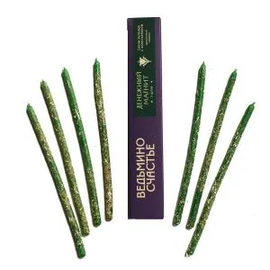 Набор свечей восковых зеленых